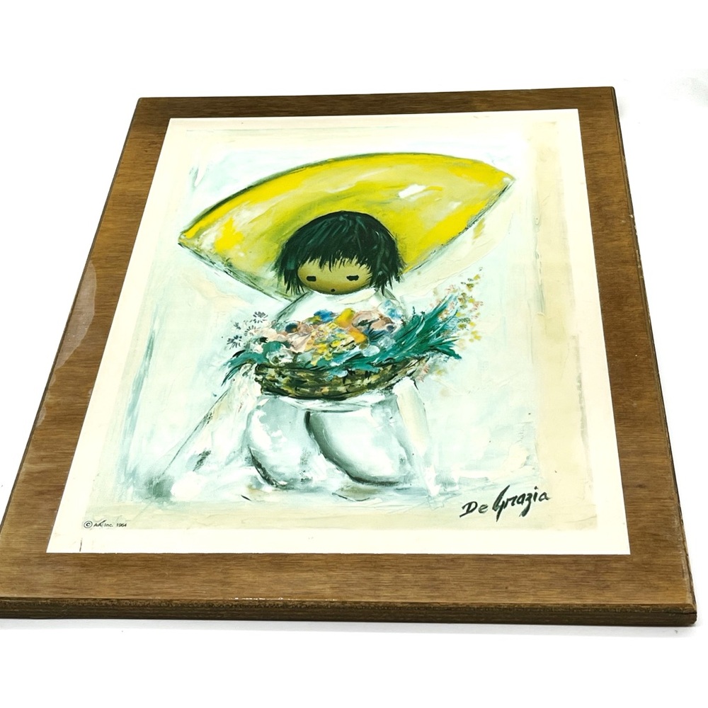 1964 MCM De Grazia Print “The Flower Boy” Professional Framed And Laminated